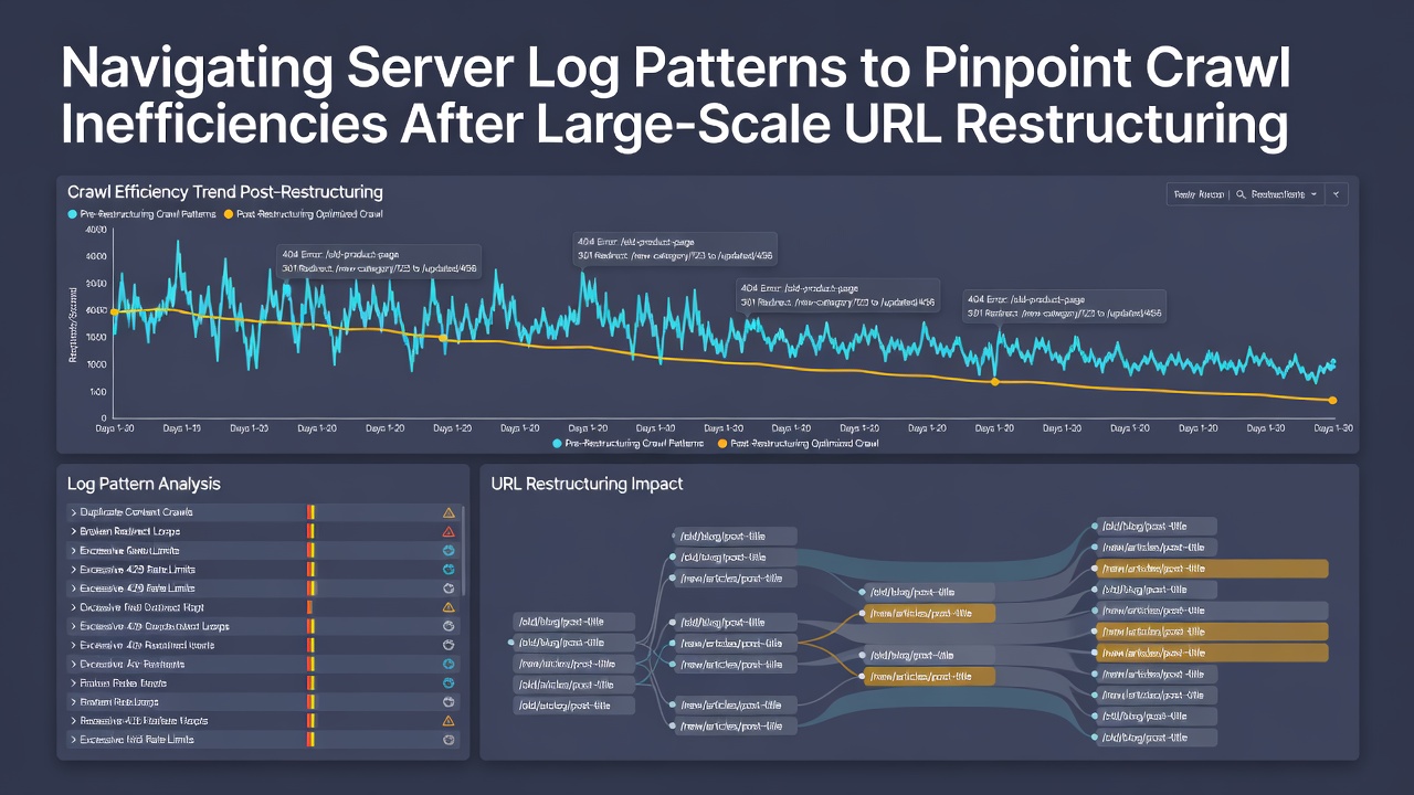 Detailed view of server logs highlighting crawl errors and redirect chains post-URL restructuring